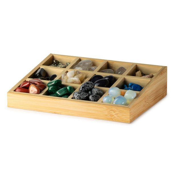 12 részleges bambusz kijelző - 24×18×5 cm