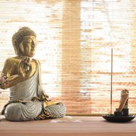 Türkiz és arany Buddha - Extra Nagy 30 cm - Földérintés (Megvilágosodás)