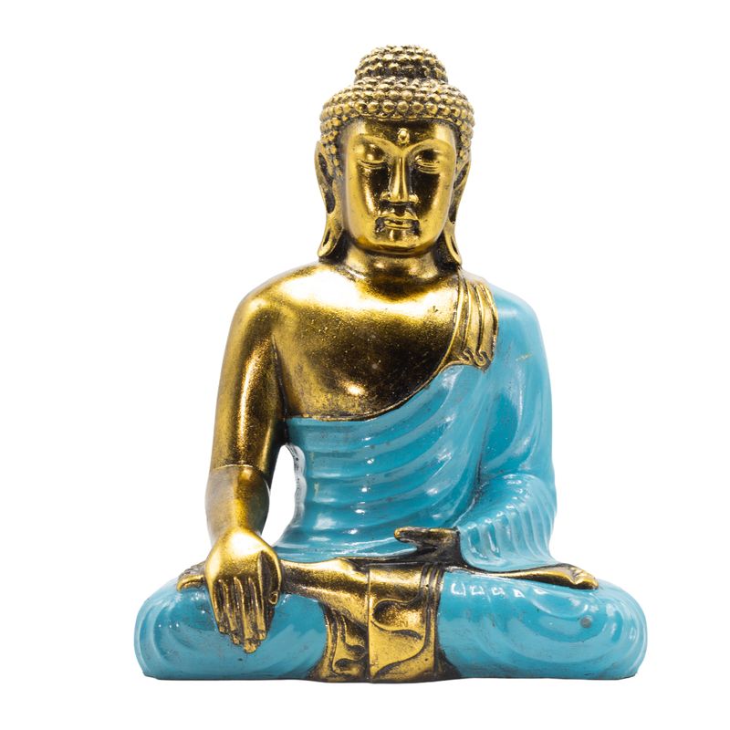 Türkiz és arany Buddha - Extra Nagy 30 cm - Földérintés (Megvilágosodás)