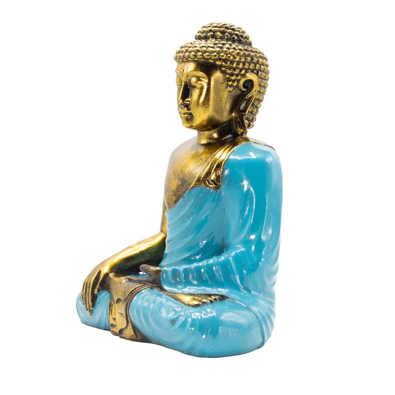 Türkiz és arany Buddha - Extra Nagy 30 cm - Földérintés (Megvilágosodás)