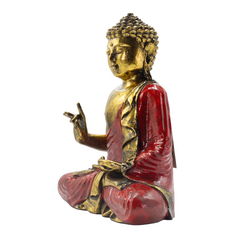 Piros és arany Buddha - Extra nagy 30 cm - Abhaya Mudra (Nincs félelem)