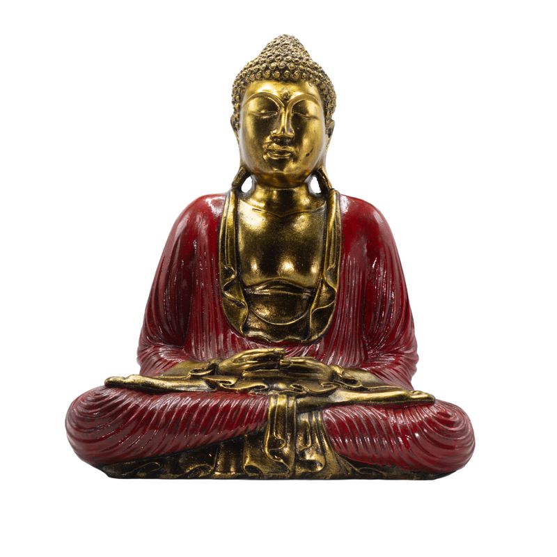 Piros és arany Buddha - Extra nagy 40 cm - Duyana Mudra (Meditáció)