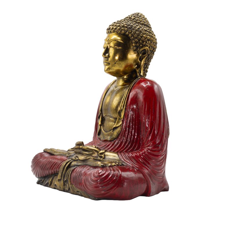 Piros és arany Buddha - Extra nagy 40 cm - Duyana Mudra (Meditáció)