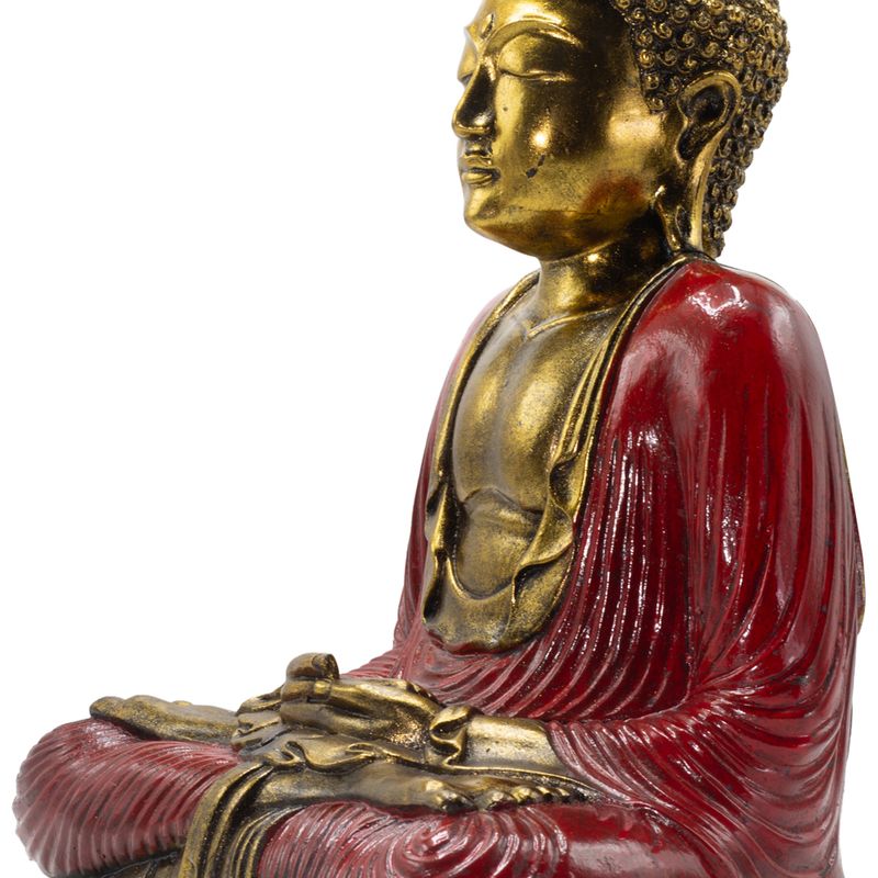 Piros és arany Buddha - Extra nagy 40 cm - Duyana Mudra (Meditáció)