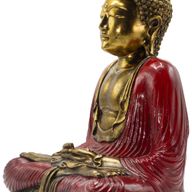 Piros és arany Buddha - Extra nagy 40 cm - Duyana Mudra (Meditáció)
