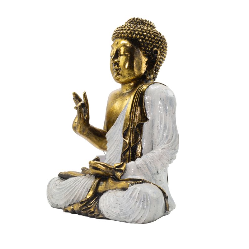 Fehér és arany Buddha - Extra Nagy 40 cm - Abhaya Mudra (Nincs félelem)