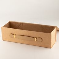 Összecsukható ajándékdoboz - boros doboz alakú (33.5x10x10.5cm) - barna kraft