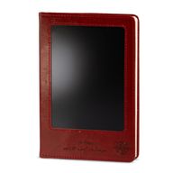 Célkitűzések jegyzetfüzete - LCD törölhető kijelző - Piros bőrhatás - Sárgaréz levél - 80 oldal