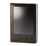 Célkitűző jegyzetfüzet - LCD-törlő képernyő - Fekete bőrhatás - Bronzlevél - 80 levél