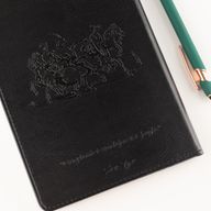 Célkitűző jegyzetfüzet - LCD-törlő képernyő - Fekete bőrhatás - Bronzlevél - 80 levél