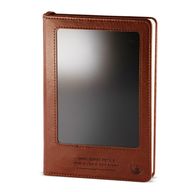 Szándékos jegyzetfüzet - LCD törlő képernyő - barna bőrhatás - sárgaréz levél - 80 levél