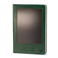 Szándékjegyzetfüzet - LCD törlő képernyő - zöld bőrhatás - sárgaréz levél - 80 oldal