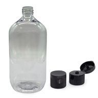 1000ml-es átlátszó műanyag Boston flakon, 28mm-es felpattintható kupakkal