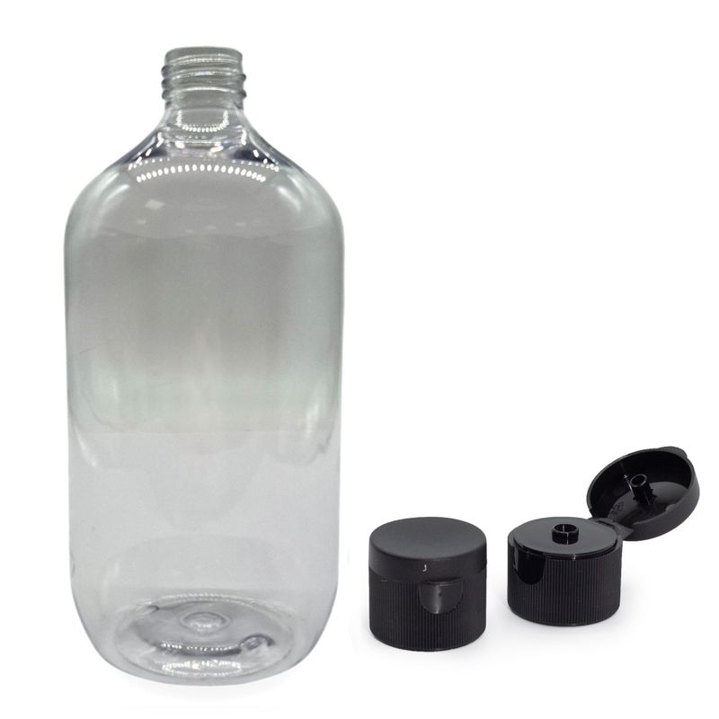 1000ml-es átlátszó műanyag Boston flakon, 28mm-es felpattintható kupakkal