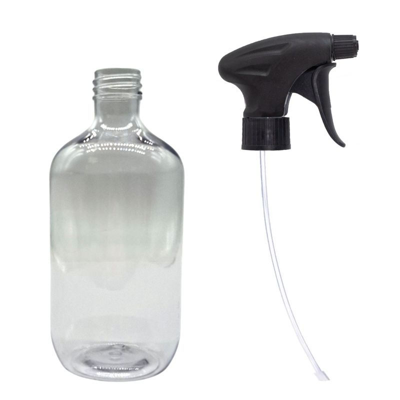 500 ml-es átlátszó műanyag Boston flakon szórófejjel, 28 mm