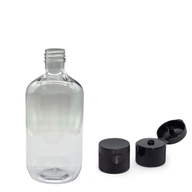 500 ml-es átlátszó műanyag Boston flakon lepattintható kupakkal, 28 mm