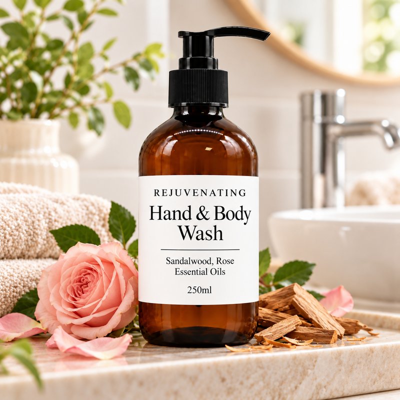 White Label szantálfa és rózsa kéz- és testmosó 250ml