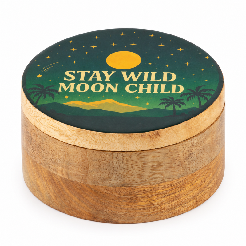 Kerek zománcozott doboz - Stay Wild Moon Child