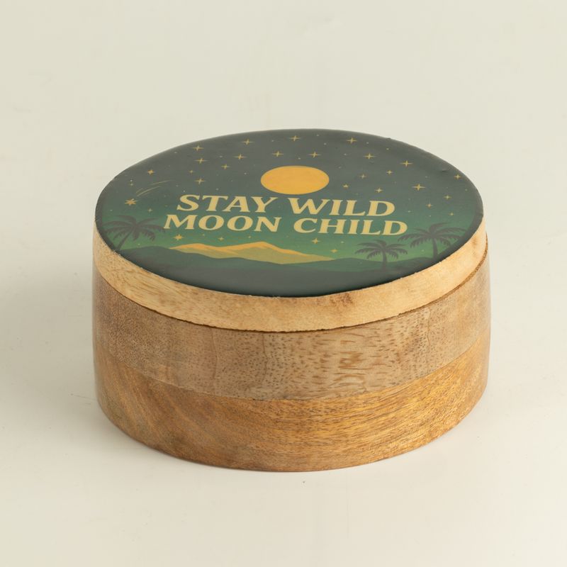 Kerek zománcozott doboz - Stay Wild Moon Child