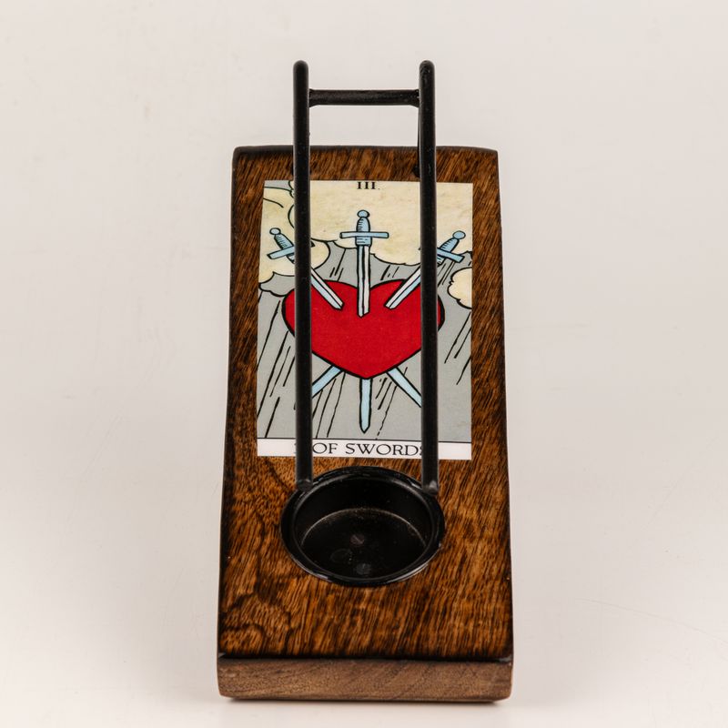 Nagy zománcozott zsályacsomó-égető tartó - 3 of Swords