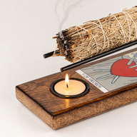 Nagy zománcozott zsályacsomó-égető tartó - 3 of Swords