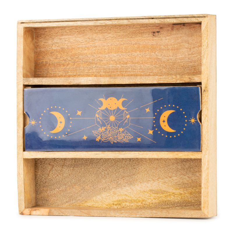 Kék holdfázis tarot tálca kártyatartóval