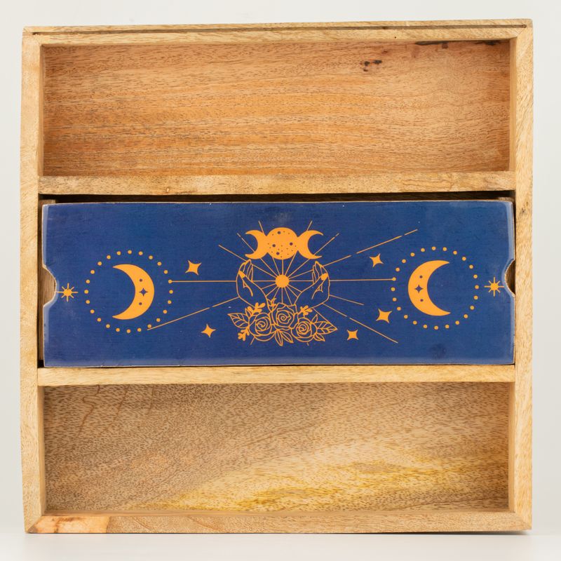Kék holdfázis tarot tálca kártyatartóval