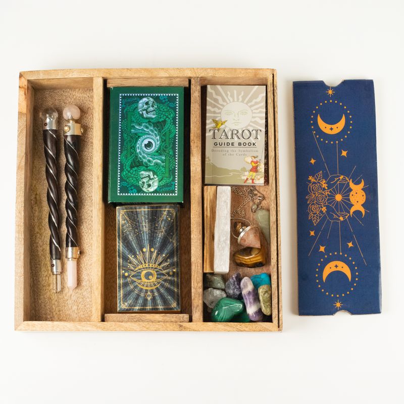 Kék holdfázis tarot tálca kártyatartóval