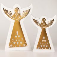 Mangófa angyal - Fehérre meszelt, kivágott vasdíszítéssel - 22cm