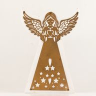 Mangófa angyal - Fehérre meszelt, kivágott vasdíszítéssel - 22cm