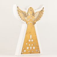 Mangófa angyal - Fehérre meszelt, kivágott vasdíszítéssel - 22cm