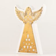 Mangófa angyal - Fehérre meszelt, kivágott vasdíszítéssel - 22cm