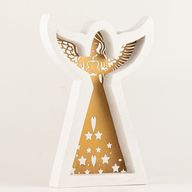 Mangófa angyal - Fehérre meszelt, kivágott vasdíszítéssel - 22cm