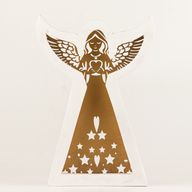 Mangófa angyal - Fehérre meszelt, kivágott vasdíszítéssel - 22cm