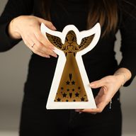 Mangófa angyal - Fehérre meszelt, kivágott vasdíszítéssel - 22cm
