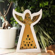 Mangófa angyal - Fehérre meszelt, kivágott vasdíszítéssel - 22cm