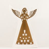 Mangófa angyal - Fehérre meszelt, kivágott vasdíszítéssel - 22cm