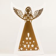 Mangófa angyal - Fehérre meszelt, kivágott vasdíszítéssel - 39cm