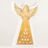 Mangófa angyal - Fehérre meszelt, kivágott vasdíszítéssel - 39cm