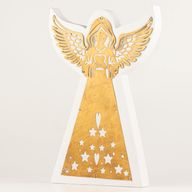 Mangófa angyal - Fehérre meszelt, kivágott vasdíszítéssel - 39cm