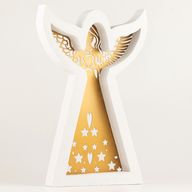 Mangófa angyal - Fehérre meszelt, kivágott vasdíszítéssel - 39cm