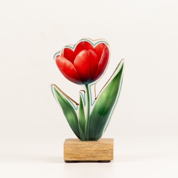 Fából készült cserepes növény - Mini tulipán
