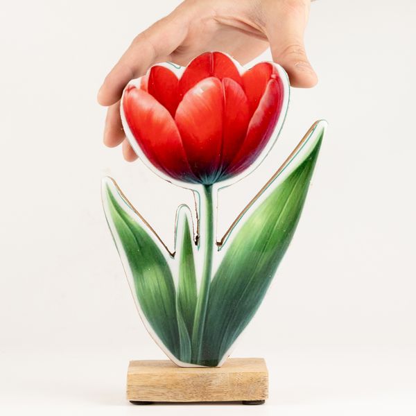 Fából készült cserepes növény - Nagy tulipán