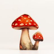 Fából készült szobanövény - Mini piros kalapos gomba