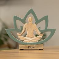 Fából készült jógázó nő - Lótuszvirág - Türkiz - Flow