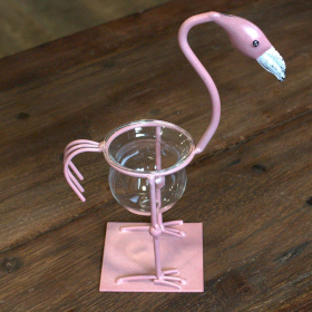 Hidroponikus Dekorációs Kaspó - Rózsaszín Vas Flamingó 2