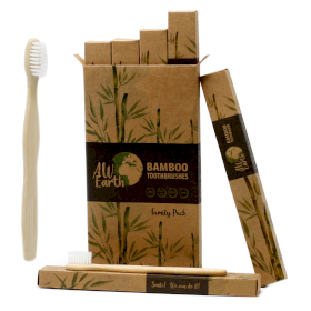 4x Bambusz Fogkefe - Klasszikus - Családi Csomagolás - Közepes
