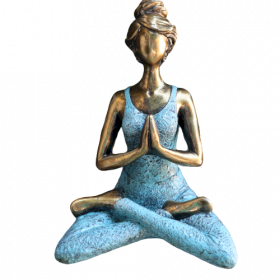 Yoga Lady Szobrocska -  Bronz & Türkiz 24cm