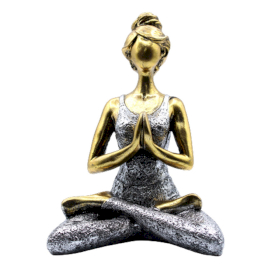 Yoga Lady Szobrocska -  Bronz & Ezüst 24cm