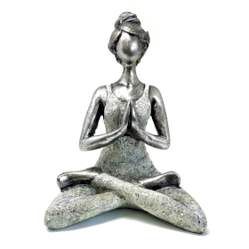 Yoga Lady Szobrocska -  Ezüst & Fehér24cm